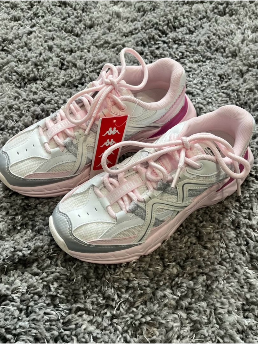 Kappa White & Pink Retro Chunky Sneakers